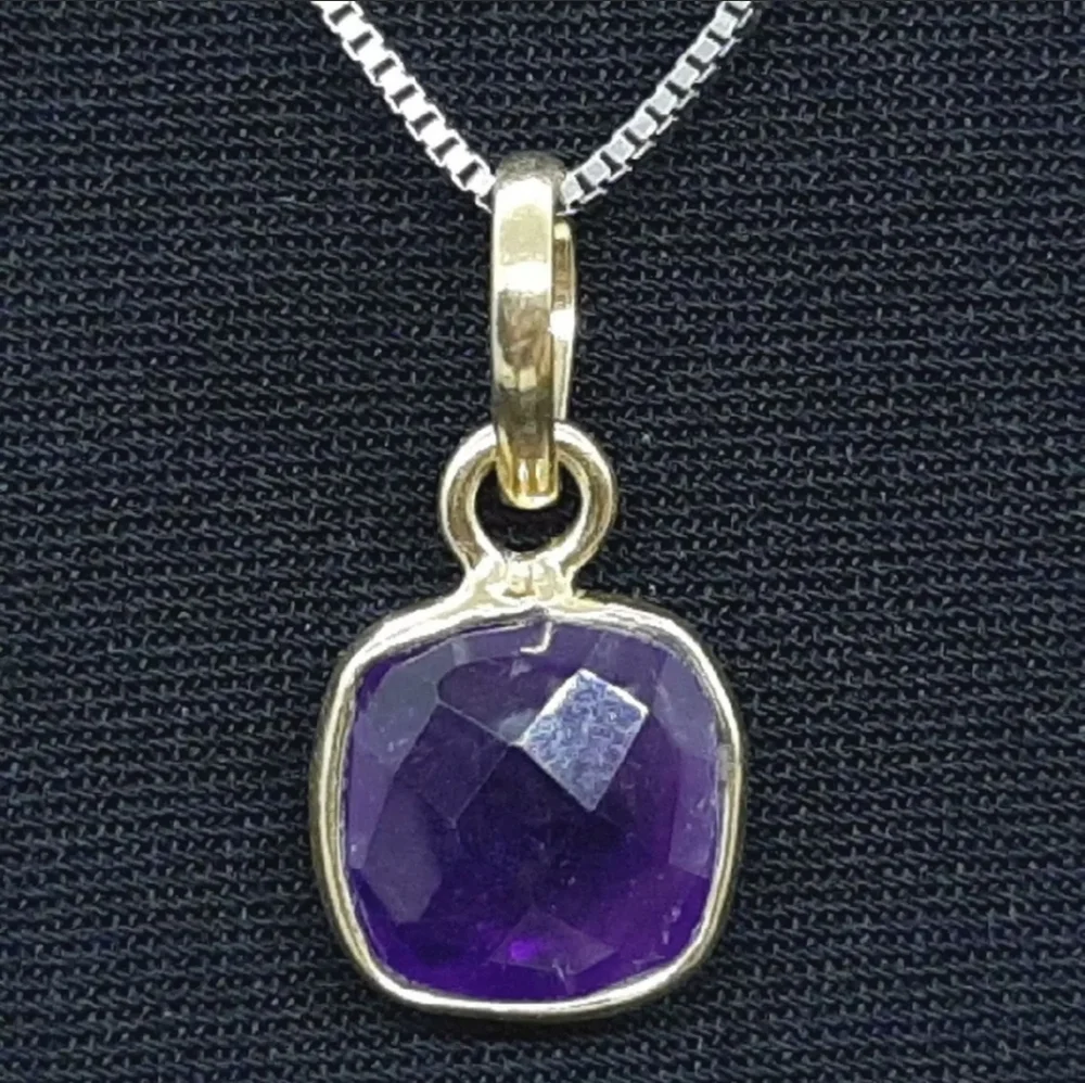 Sale 14k .925 💯% 3ct Genuine WORLD CLASS  Diamond Cut Genuine AMETHYST Necklace